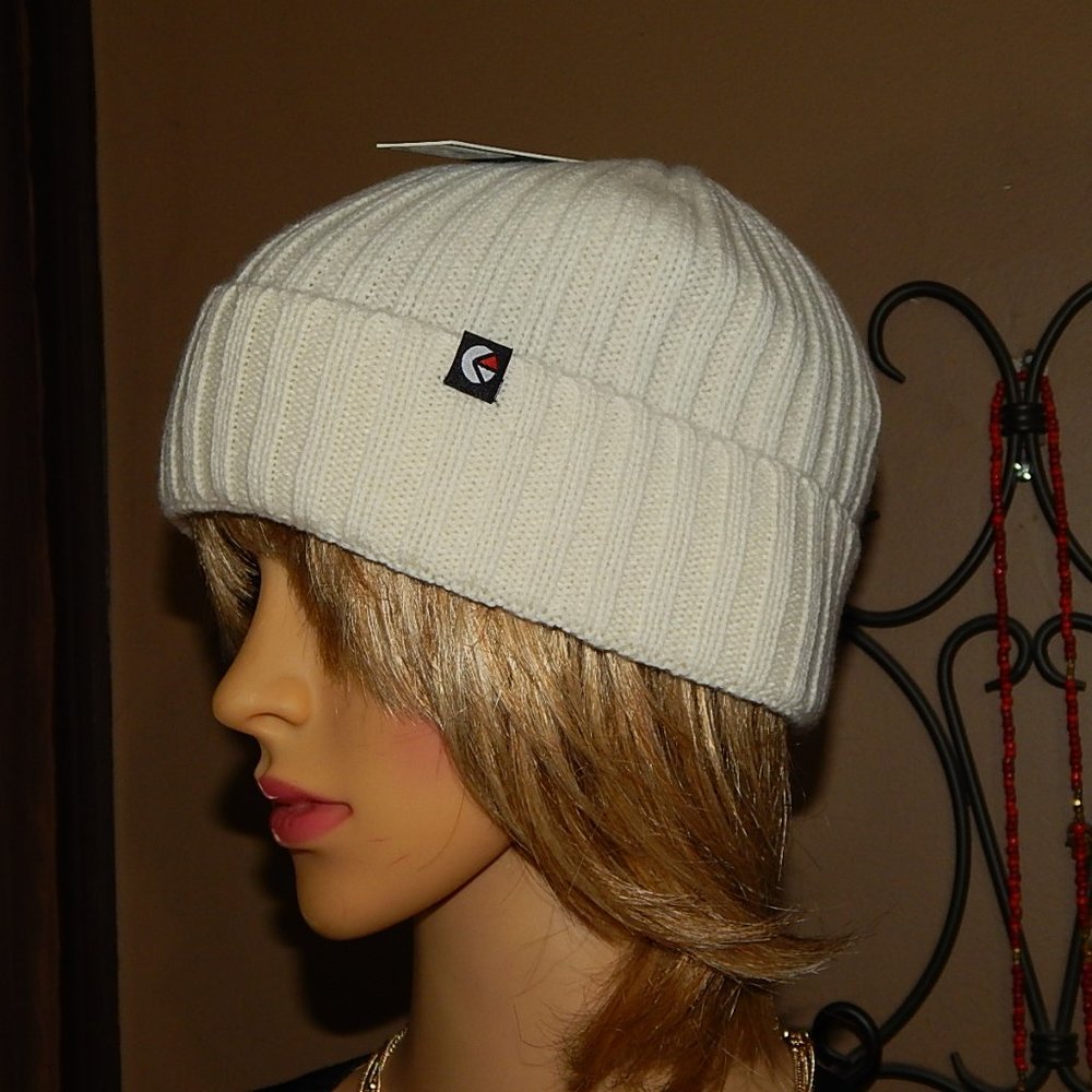 NWT Ethika Wool Fold Beanie Knit Hat - Women's OS - White/Cream